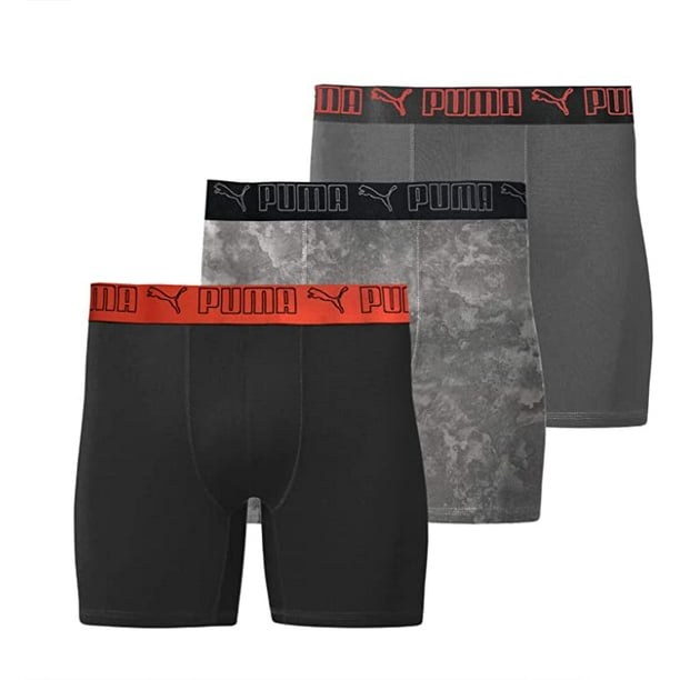 PUMA PUMA MEN'S 3 PACK PHG GREY CAMO MEDIUM BOXER BRIEF UNDERWEAR