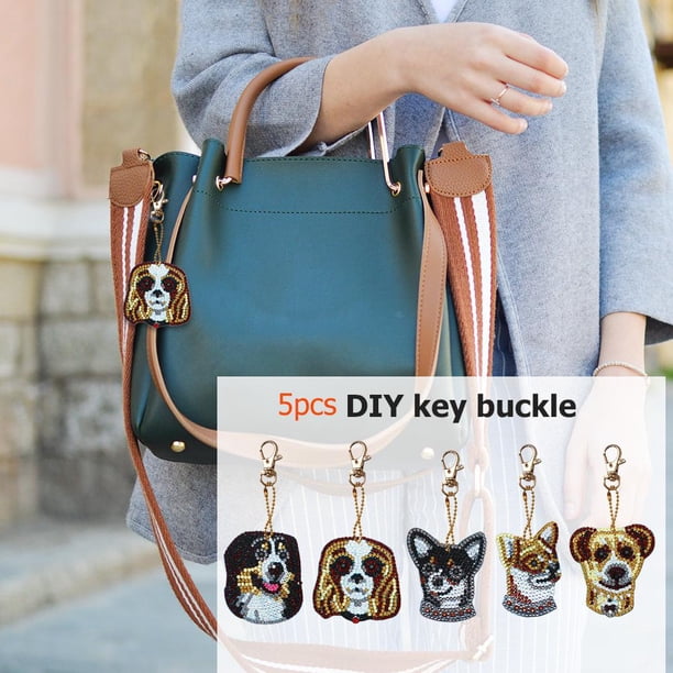 Cuadros Decorativos Llaveros acrílicos con pintura de diamantes para manualidades exquisitos colgantes acrílicos Wdftyju llavero bolsa de delfín perro Panda accesorios de decoración para mochila