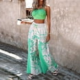 thumbnail image 3 of Women Solid Strap Vest Crop Top Fashion Print Elastic Waist Wide Leg Pants plus Size Jumpsuit Womens Pantsuits Chiffon Two Piece Sexy Wedding Guest Dress Womens Ski Winter Jumpsuits for Women Dressy, 3 of 8