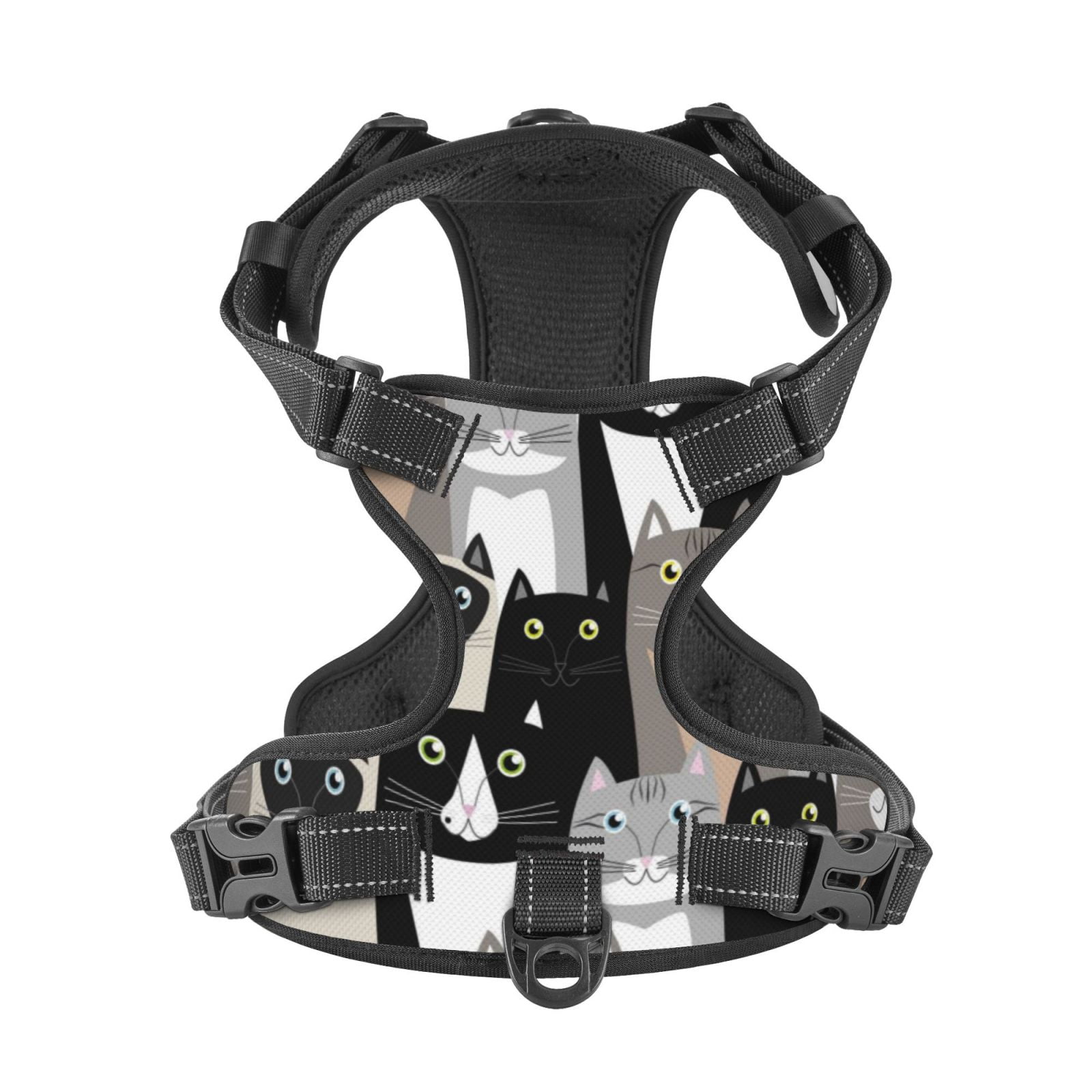 Picia Colors Cats No-Pull Dog Harness Reflective Front Clip Vest with Handle,Step-in Air Dog Harness,Adjustable 2 Metal Rings 4 Buckles,Easy to Put on & Take Off Large