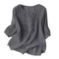 thumbnail image 6 of BRGZLK Cotton Linen Button Down Shirts For Women Crew Neck Relaxed Fit Summer Wrinkle Resistant For Running Errands Fashionable Style Daily Essential Summer Favorite Easy To Care, 6 of 7