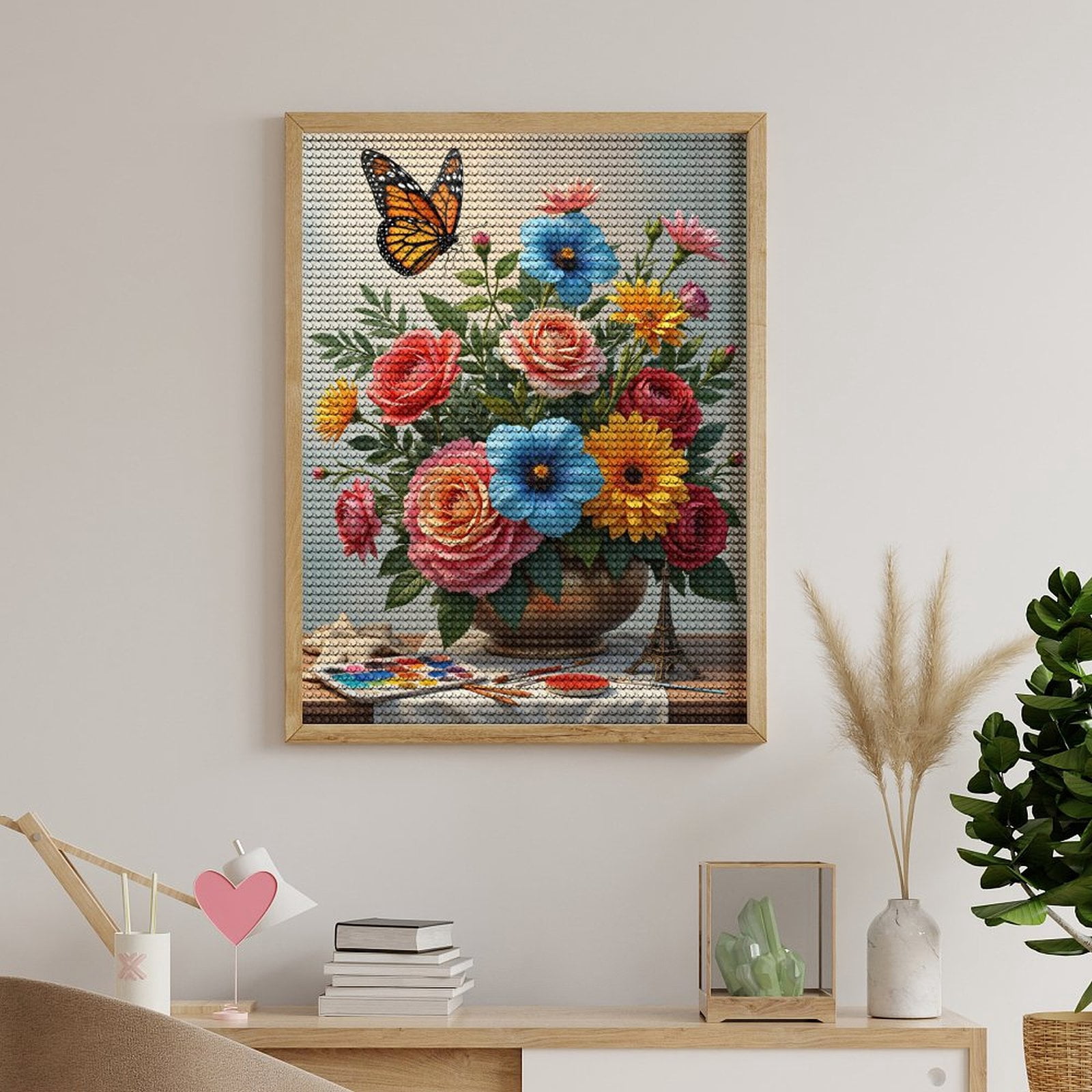 Diamond Art Kits for Adults, Colorful Floral Art Painting Butterfly 5D Diamond Painting Kits for Adults Beginners, DIY Full Drill Diamond Painting, Gem Art and Crafts 12x16