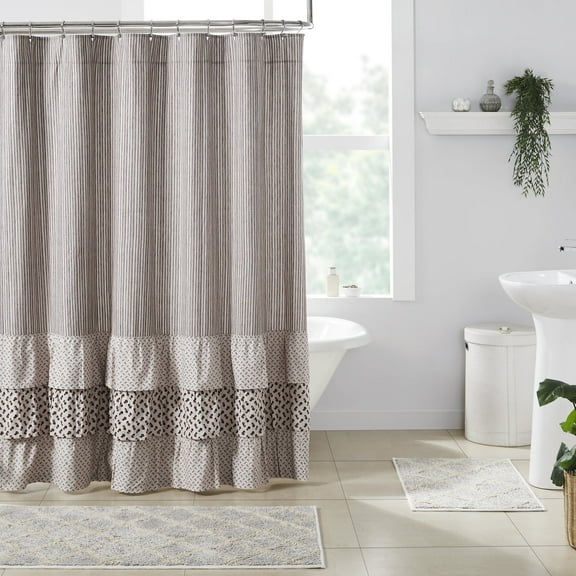 VHC Brands Florette Ruffled Shower Curtain 72x72