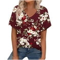 thumbnail image 2 of Womens Summer Tops 2025 V Neck Short Sleeve Shirts Trendy Dressy Casual Vacation Outfits Printed, Limited Time Under 10 Dollars SA-513, 2 of 6