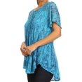 thumbnail image 4 of Sakkas Zoya Marbled Embroidery Cap Sleeves Blouse / Top - Turquoise - Plus Size, 4 of 5