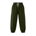 thumbnail image 5 of VBVC Women's Drawstring Waffle Capri Joggers, Summer Stretchy Cropped Pants For Women , Ladies' Running Gym Trousers with Pockets,Army Green,S-2XL, 5 of 9