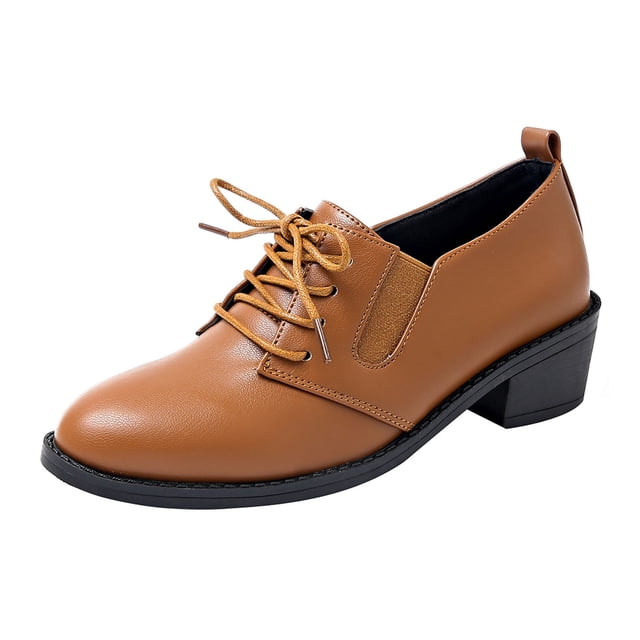 Chaussures Noires pour Femmes, Mocassins en Cuir Décontractés Tendance à Bout Rond et Talon Bas