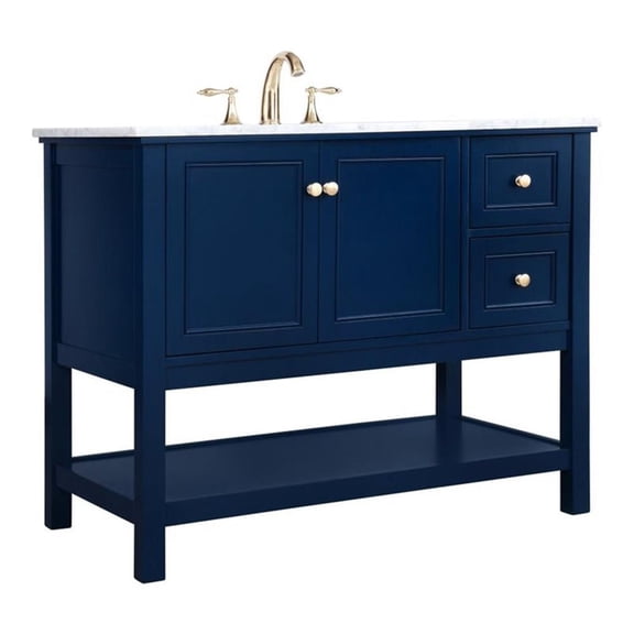Elegant Decor Metropolis 42" Solid Wood and Metal Single Bathroom Vanity in Blue