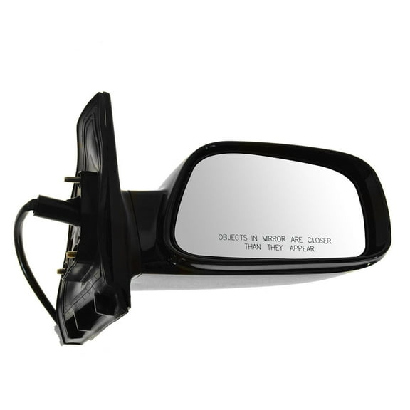 TRQ New Power Side View Mirror Gloss Black Passenger Right RH for 03-08 Toyota Corolla