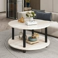 thumbnail image 2 of 23.6 Inch Round Coffee Table, 2 Tier Small Round Coffee Table with Storage, Modern Centerpiece Table with Metal Frame, Side Table End Table for Small Space, Living Room, Office, Teak Oak, 2 of 2