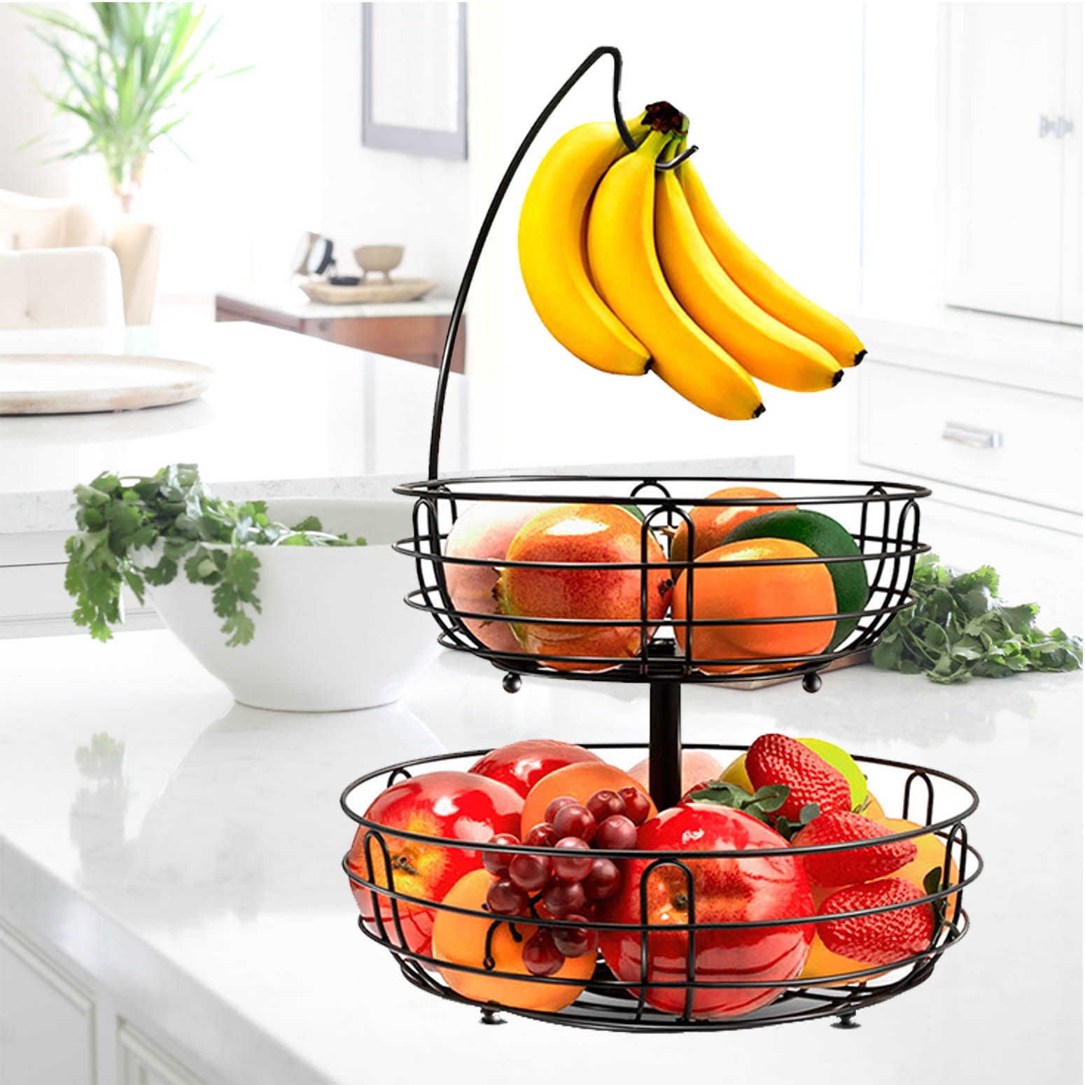 Mefirt Fruit Basket, 2-Tier Fruit Bowl for Kitchen Counter, Stackable Wall  Mounted Fruit Storage, Snack Organizer, Potato and Onion Storage Basket