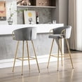 thumbnail image 3 of 30 Inch Gray Fabric Bar Stools with Chrome Accents - Functional Seating for Lounges, 3 of 7