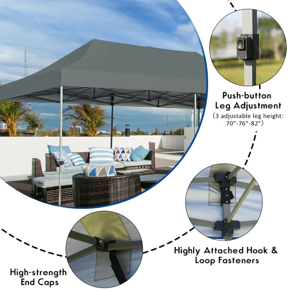 Aimee Lii 10 x 20 Feet Adjustable Folding Heavy Duty Sun Shelter with Carrying Bag, Backyard Canopy Gazebo, Gray Aimee Lii 10 x 20 Feet Adjustable Folding Heavy Duty Sun Shelter with Carrying Bag, Backyard Canopy Gazebo, Gray