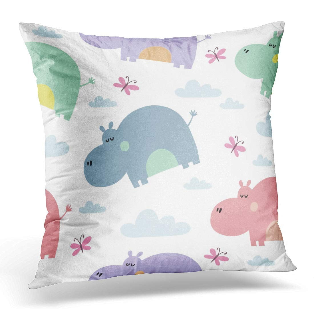 ARHOME Colorful Baby Hippo African Animal Big Cartoon Character Pillow