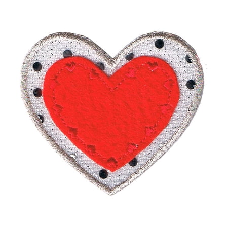 Red Heart With Sequins Patch Love Symbol Badge Embroidered Iron On Applique