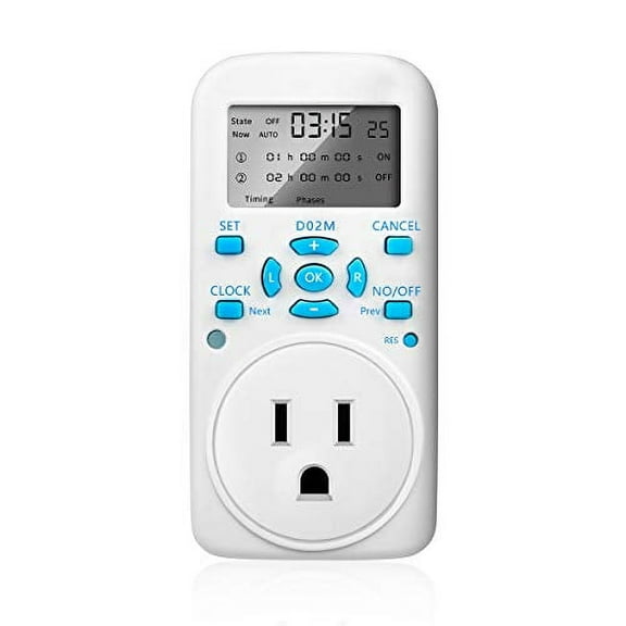 Timer Outlet, Programmable 110V/220V Pump Timer Switch, Minimum Setting by Seconds, Timing Socket Converter, Power Timing Automatic Control Outlets