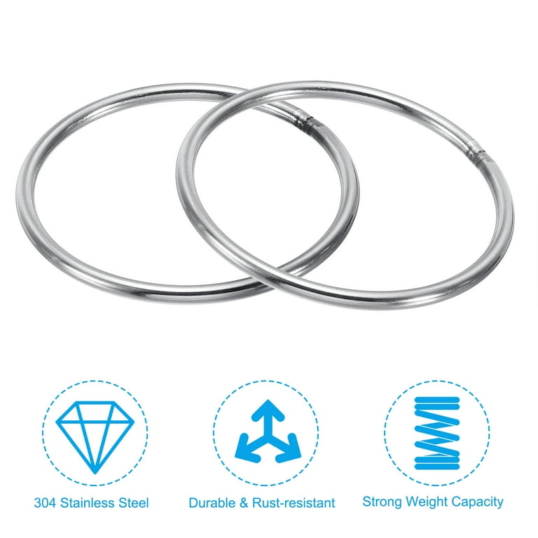 Anneau Soudé Inox Acier 304 50mm Externe Diamètre 8mm Épaisseur 3pcs