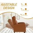 thumbnail image 4 of CL.HPAHKL Bedroom Recliner Chair, Adjustable Modern Reclining Chair with Thick Seat Cushion and Lumbar Support Home Theater Recliner Single Sofa Chairs PU Leather for Living Room Small Spaces, Tan, 4 of 7