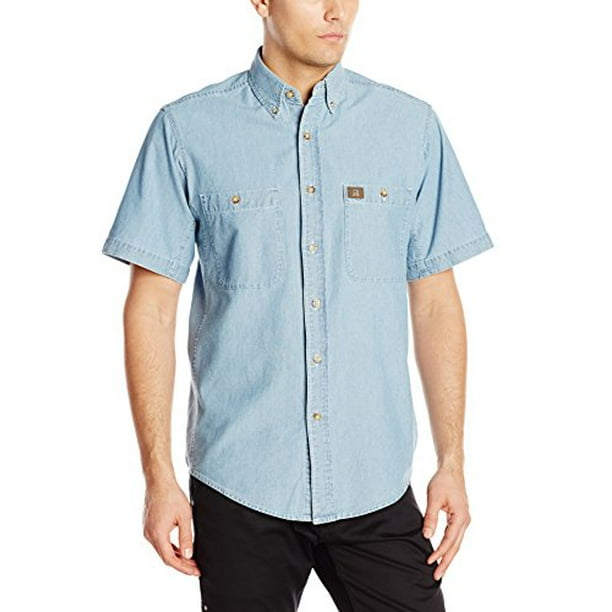 Wrangler - RIGGS WORKWEAR by Men's Chambray Work Shirt,Light Blue,Large ...