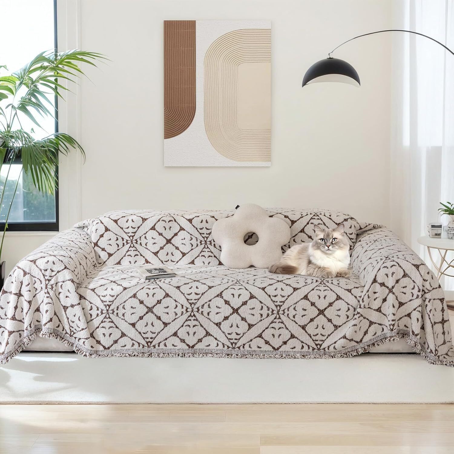 TOPCHANCES Chenille Couch Cover Sofa Slipcovers Towel Cover Couch Furniture Pet Protector Throws Blanket  (180*260cm, Coffee)