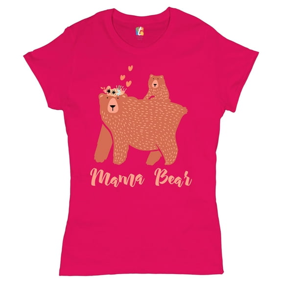 Tee Hunt Mama Bear with a Cub T-Shrit Cute Mother's Day Savage Mom Maternity Women's T-Shirt Tee