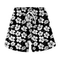 thumbnail image 4 of felwors Women's Palm Tree Print Shorts Elastic Drawstring Waist Summer Beach Vacation Casual Shorts with Pockets (Black, XXL), 4 of 5