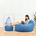 thumbnail image 6 of FANNYC Classic Bean Bag Sofa Cover Home Indoor Lazy Lounger Chairs Cover For Kids Adults Solid Color Bean Bag Storage Chair - Cover Only- For Living Room Garden Balcony Indoor Outdoor ,27.6"x31.5", 6 of 7