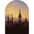 thumbnail image 2 of Carl Gustav Carus 14x18 Gold Ornate Wood Frame and Double Matted Museum Art Print Titled - Morning Peal (Old German City in the Morning Light) (circa 1840), 2 of 4