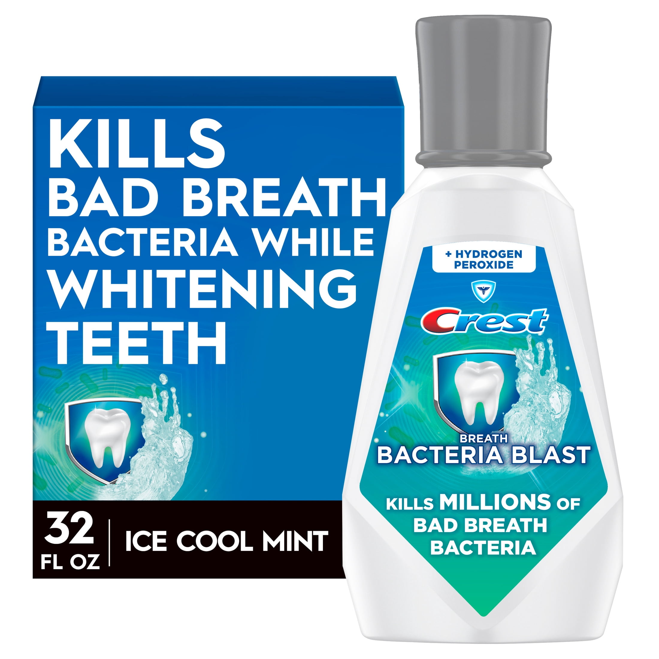 (6 pack) Crest Mouthwash, Breath Bacteria Blast Mouthwash, Mint, 32 fl oz
