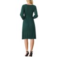 thumbnail image 3 of INSPIRE CHIC Women's Dress Knit Crew Neck Lantern 3/4 Sleeve Belted Pleated Hem Dresses​ L Green, 3 of 6