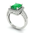 thumbnail image 2 of 2.78 ct Emerald Cut Simulated Emerald with Simulated Diamond Halo Accents 18K White Gold Womens Engagement Ring, 2 of 6