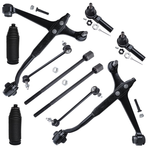 Detroit Axle - 10pc Front End Suspension Kit for Ford 1999-2003 Windstar, Lower Control Arms w/Ball Joint Tie Rods Sway Bars Boot & Bellows 2000 2001 2002 Replacement