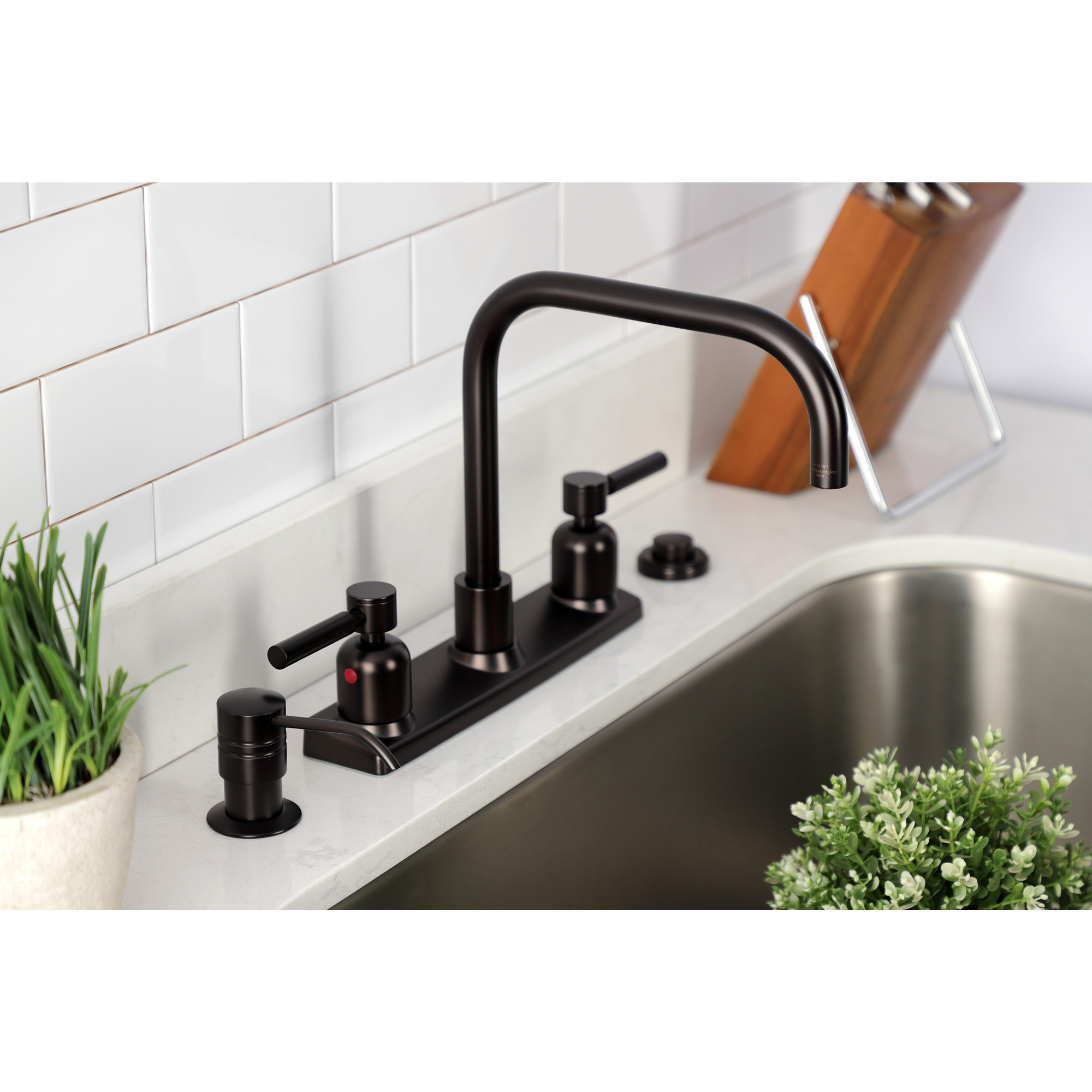 Kingston FB2145DL Concord Two-Handle 2-Hole 8" Centerset Kitchen Faucet in Oil Rubbed Bronze