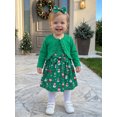 thumbnail image 6 of RUINIXCW Toddler Baby Girl Christmas Dress and Cardigan Set Xmas Outfit Infant Baby Girls Fall Winter Sleeveless Tank Dress Long Sleeve Cardigan Headband, 6 of 9