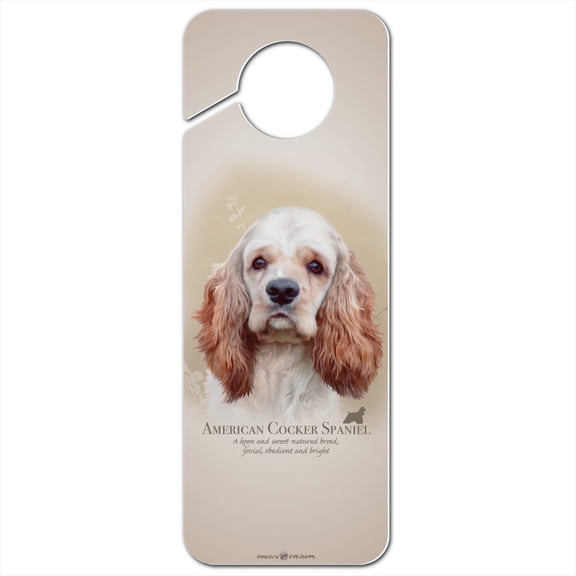American Cocker Spaniel Dog Breed Plastic Door Knob Hanger Sign