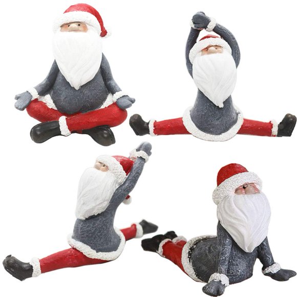 New Christmas Yoga Gnomes Statue Zen Buddha Meditation Santa Claus Gnome Figurines Small Gnome Statue Christmas Seasonal Ornament Decoration Collectible Gnome Figurine Sculpture (Complete Set of 4)