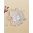 thumbnail image 5 of Infant Baby Boy Girl Easter Outfits Rabbit Embroidery Bubble Romper Long Sleeve Sweatshirt 1 3 6 9 12 Months Cute Spring Clothes, 5 of 8