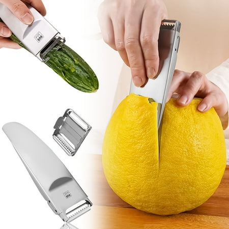 

SQUARE CARMEN Removable Replaceable Blade 304 Stainless Steel Double-headed Peeler Multifunctional Fruit Vegetable Peeler Silver