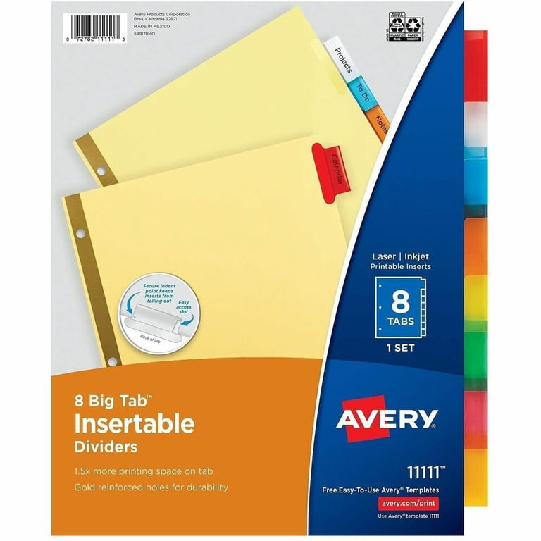 Avery Paper Dividers, Insertable Big Tab, 8-Tab photo 1