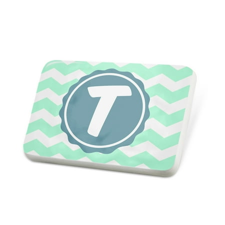 Porcelein Pin Monogram T Mint Green white Chevron Lapel Badge – NEONBLOND