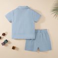 thumbnail image 6 of Usaibhir Baby Boy Cotton Linen Shorts Set Solid Color Short Sleeve Button Down T-Shirt Tops and Shorts Summer Outfit Clothes 12M-5T, 6 of 10
