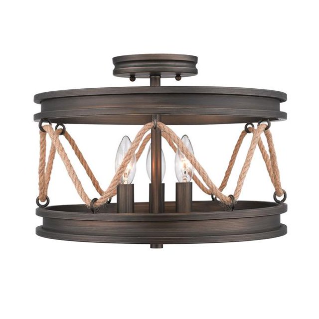 Golden Lighting 1048-SF GMT Semi-Flush & 44; Bronze Gunmetal