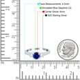 thumbnail image 5 of Three Stone Round Ring Blue Sapphire CZ 925 Sterling Silver Size 6, 5 of 7