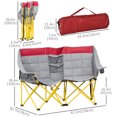 thumbnail image 3 of Outsunny Chaise de Camping Double Siège Causeuse Pliante avec Pochette de Rangement Rouge, 3 of 10
