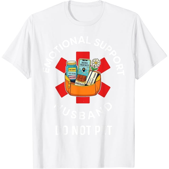 Camiseta divertida para marido con apoyo emocional y no mascotas, para marido