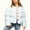 White, variant on Women's Casual Solid Color Short Cotton Jacket Light Blue L