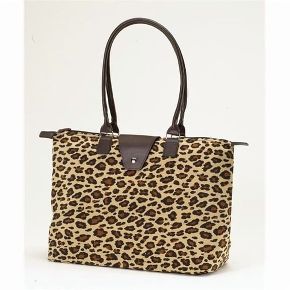 Joann Marrie Designs NF3LEP Long Handle Fold-Up Bag - Leopard- Pack of 2