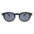 thumbnail image 2 of Mens Vintage Vibe Retro Hipster Keyhole Round Horn Rim Plastic Sunglasses All Black, 2 of 4
