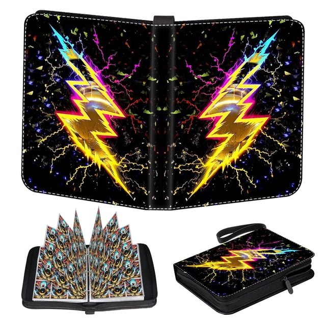 Card Binder 9 Pocket for PokeN Card with 900 Cards Capacity 50 Pages,Zipper Waterproof PU Leather Toploader with Portable Handleâ??Tr