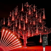 Christmas Lights Outdoor,12-inch LED Meteor Shower Icicle Lights, 10 Tubes 240 LED String Lights. Waterproof Plug, Shower Rain for Xmas Tree Yard House Decor Red